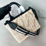 PRADA MEDIUM WICKER AND CANVAS TOTE BAG 1BG835 (26*18*11.5cm) - Imagen 3
