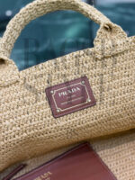 PRADA LARGE CROCHET TOTE BAG WITH LEATHER DETAILS 1BG635 (35*23.5*22cm) - Image 6