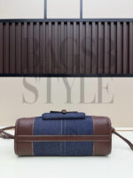 PRADA BONNIE MEDIUM DENIM AND LEATHER HANDBAG 1BA426 (32*15.5*12cm) - Image 4