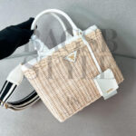 PRADA MEDIUM WICKER AND CANVAS TOTE BAG 1BG835 (26*18*11.5cm) - Imagen 7