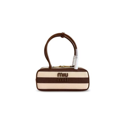 MIU MIU BEAU CANVAS AND LEATHER BAG (28*11.5*8cm)