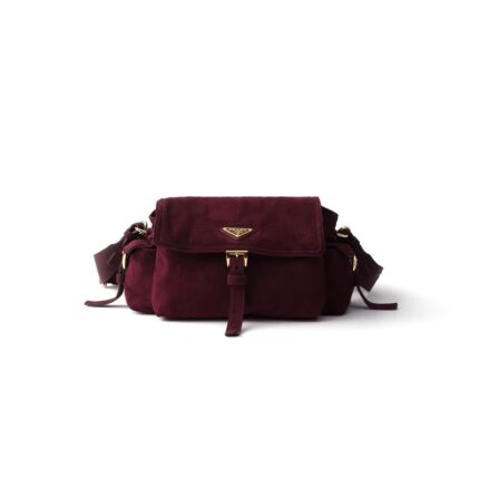 PRADA EXPLORE MEDIUM SUEDE LEATHER SHOULDER BAG 1BD394 (30 × 14 × 10 cm)